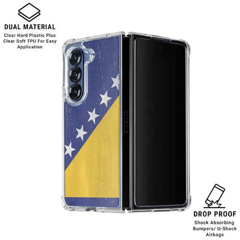 Bosnia and Herzegovina Flag Distressed Galaxy Z Fold6 Clear Case
